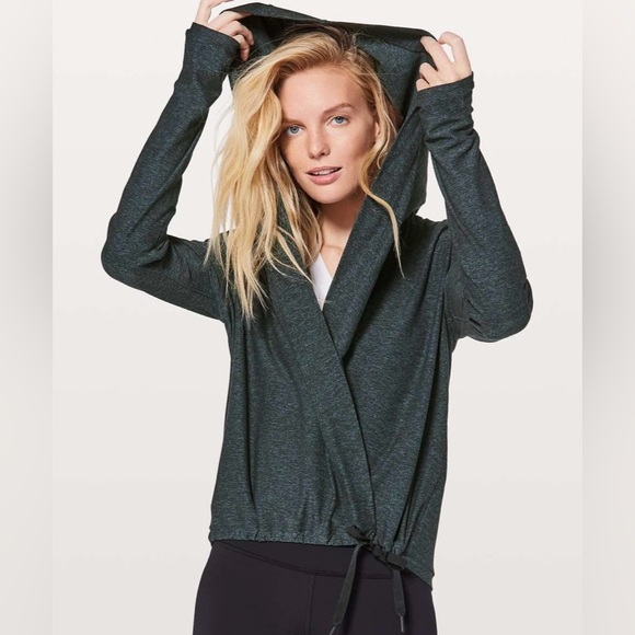lululemon athletica Tops - Lululemon Hooded Ready to Rulu Wrap in Heathered Blue - Size 4